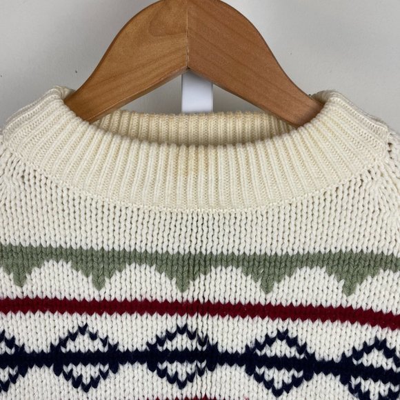 Vintage Sigallo Ivory Moose Stripe Sweater Winter Christmas Mens Large - Picture 3 of 6